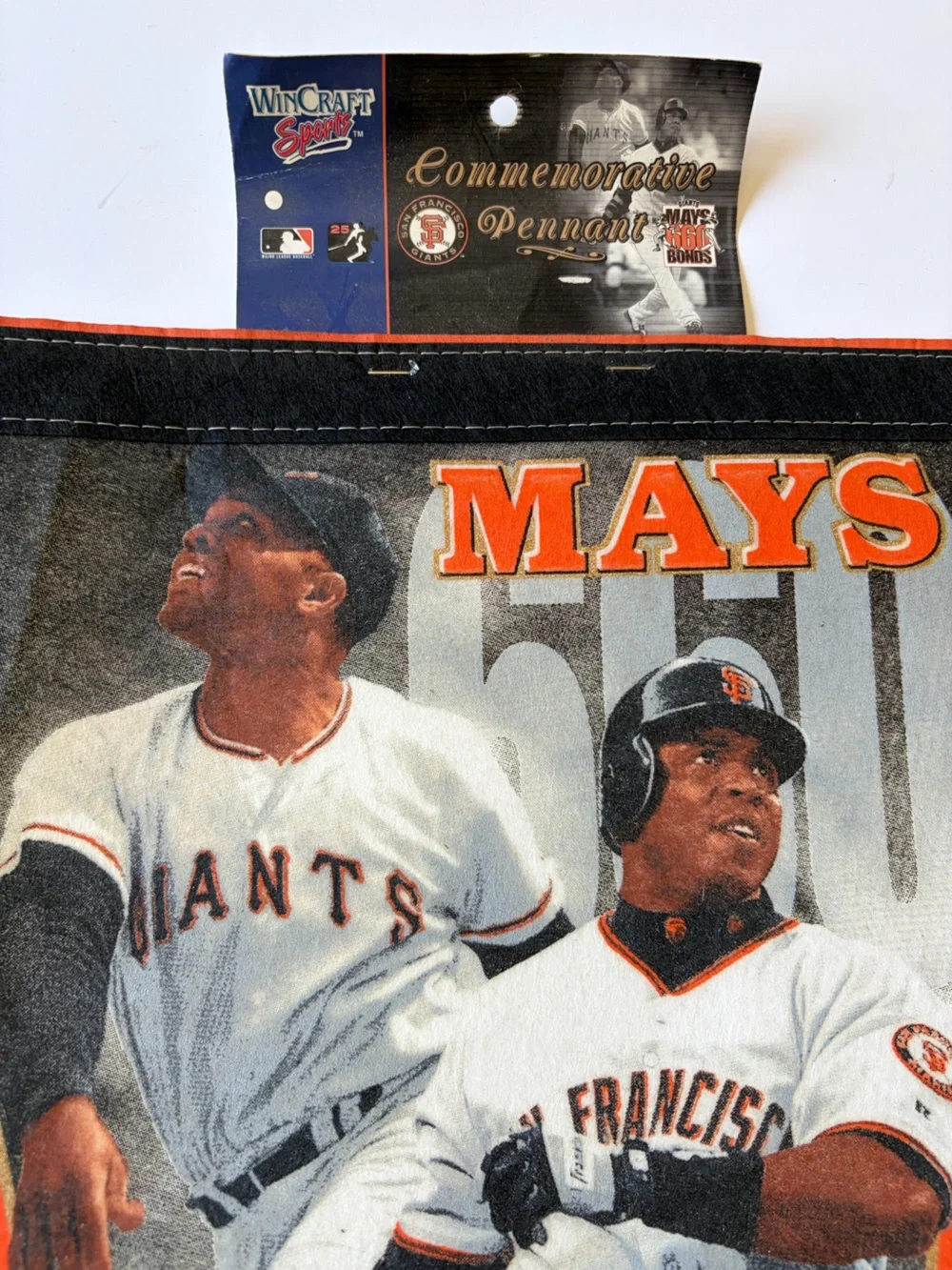 Vtg 2004 Wincraft Barry Bonds Willie Mays 660 HRs San Francisco Giants Pennant